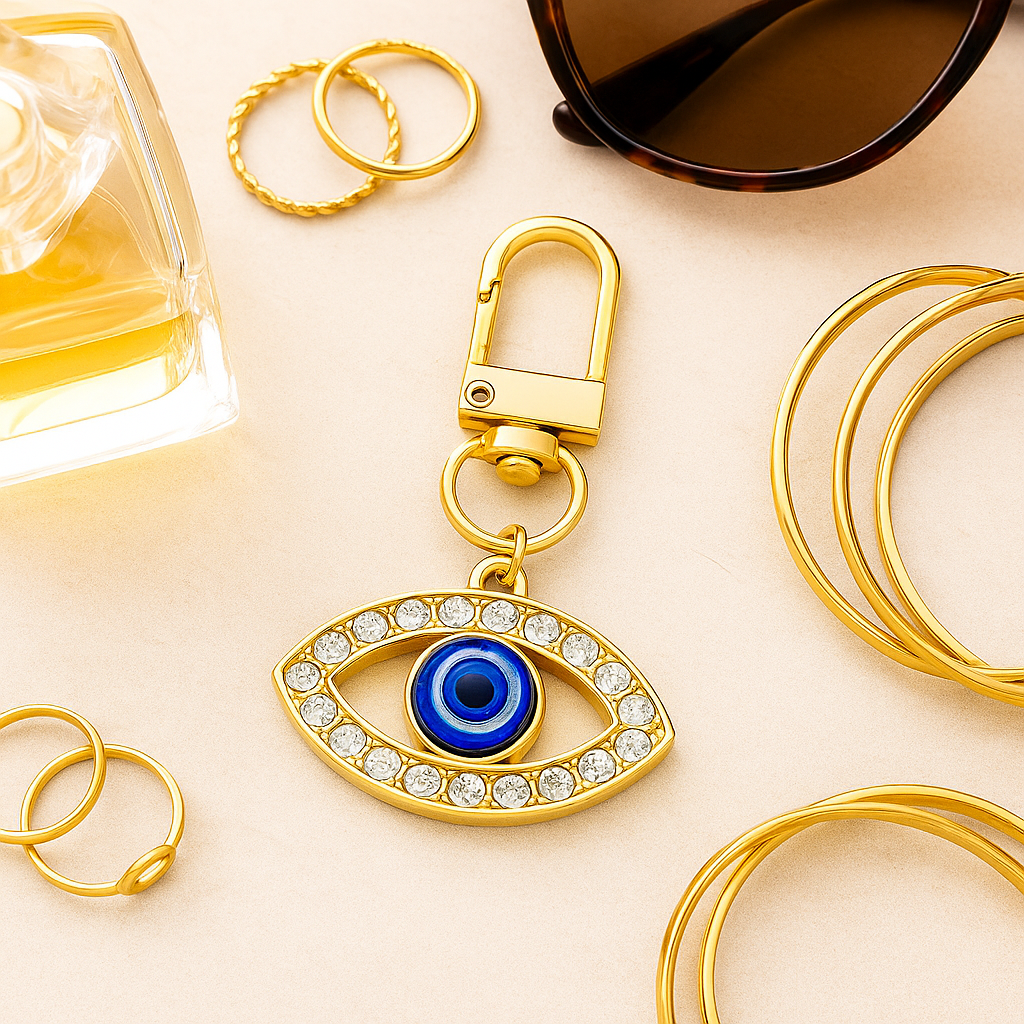 Luxe Gold Bag Charm with Crystals