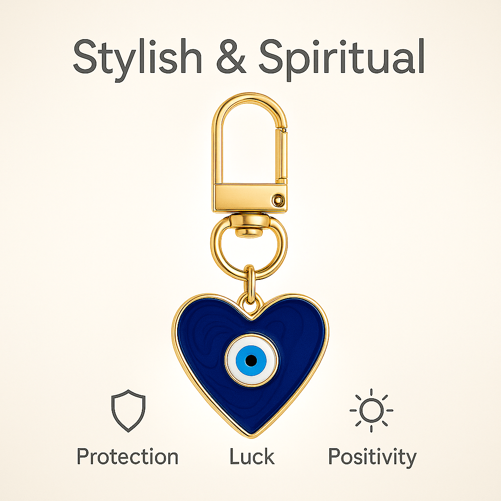 Questsole Blue Evil Eye Heart Bag Charm - Questsole