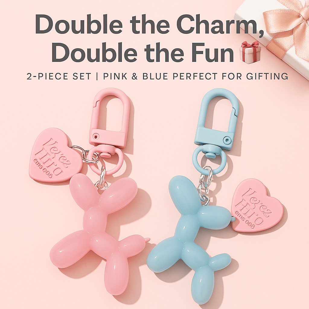 Questsole Pack of 2 Balloon Dog Bag Charm Set - Questsole