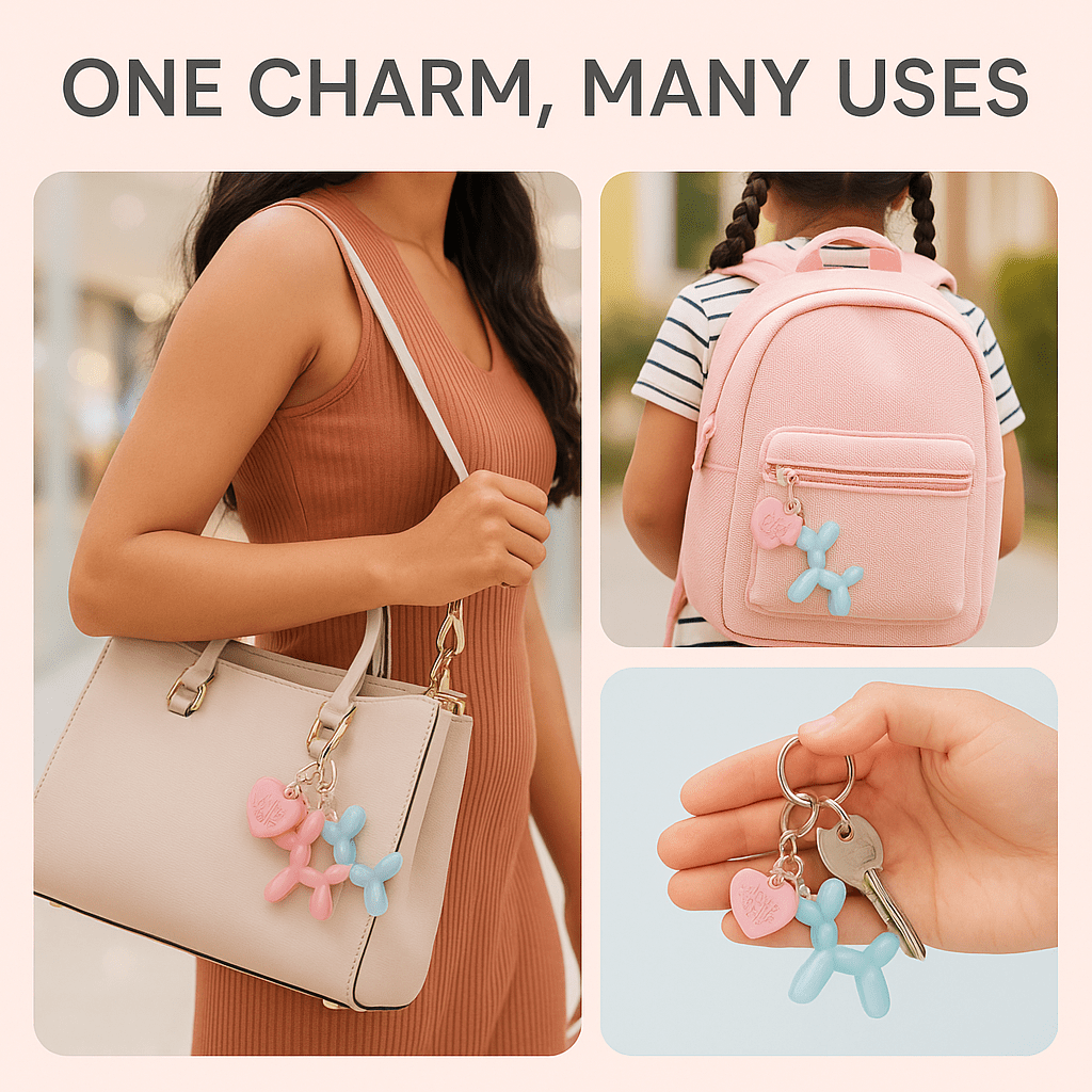 Questsole Pack of 2 Balloon Dog Bag Charm Set - Questsole