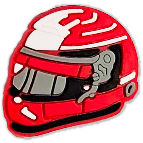 Red Racing Helmet Shoe Charm – Speed & Style for Your Clogs