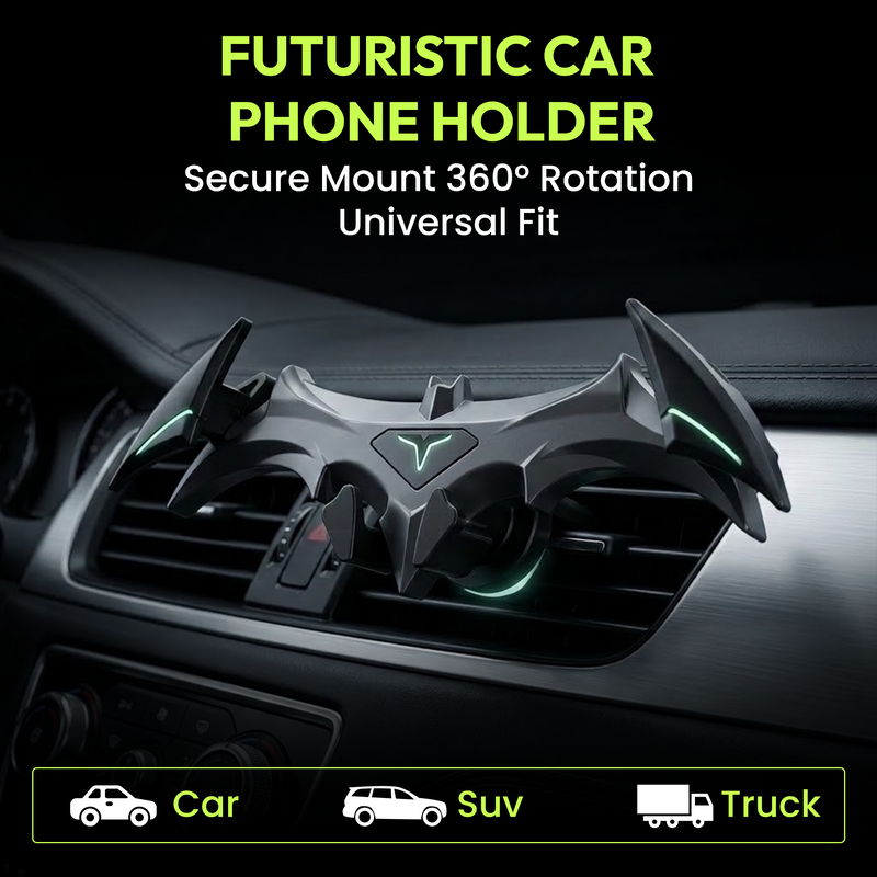 Questsole Bat-Wing Car Phone Holder – 360° Air Vent Mount (Jet Black)