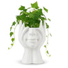 Decorative Face Planter – Modern White Head Vase with Hands, Artistic Flower Pot for Home, Office, Living Room & Tabletop Decor