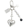 Questsole Silver Heart & Cross Bag Charm