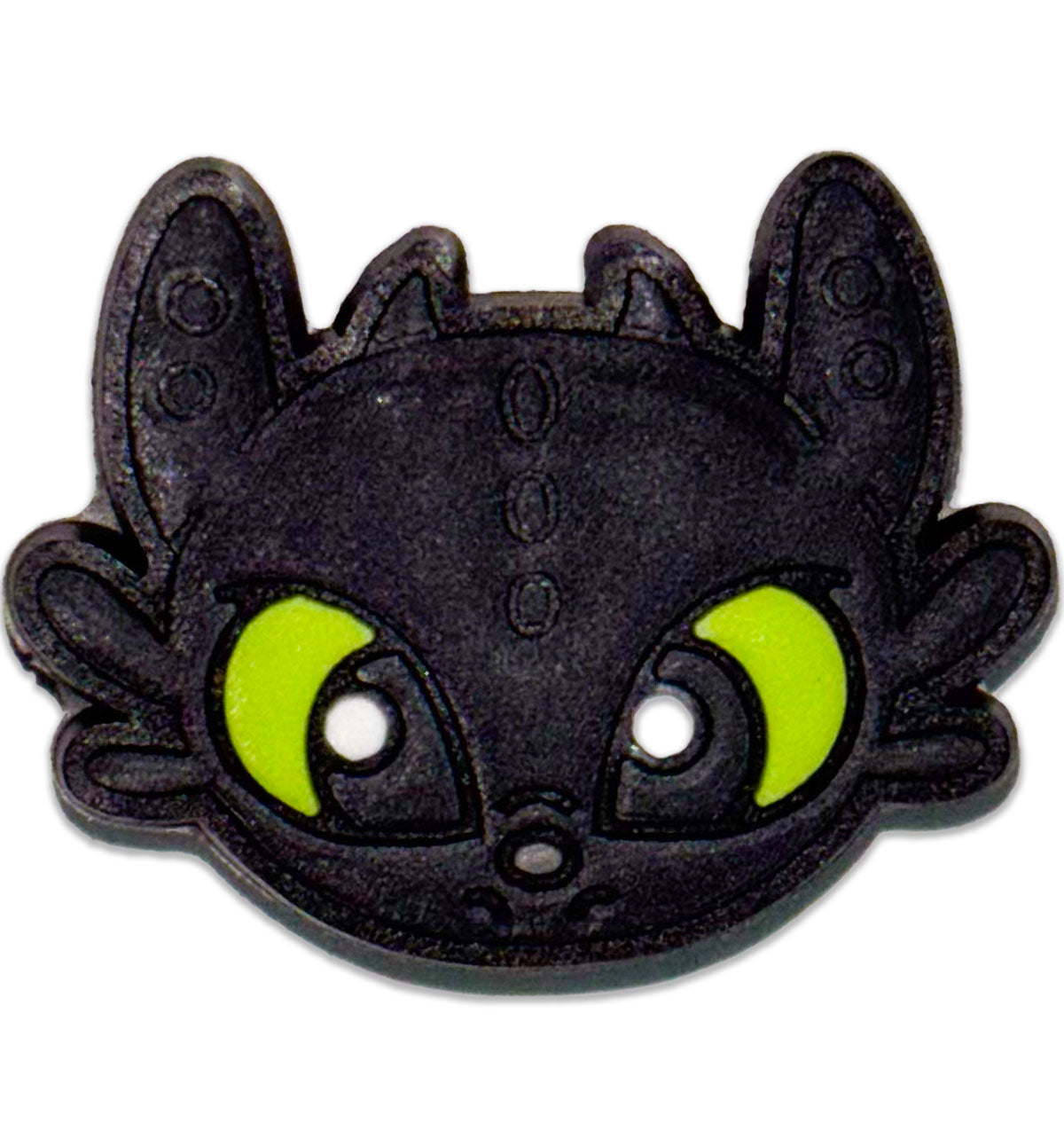 Black Dragon Face Charm with Green Eyes