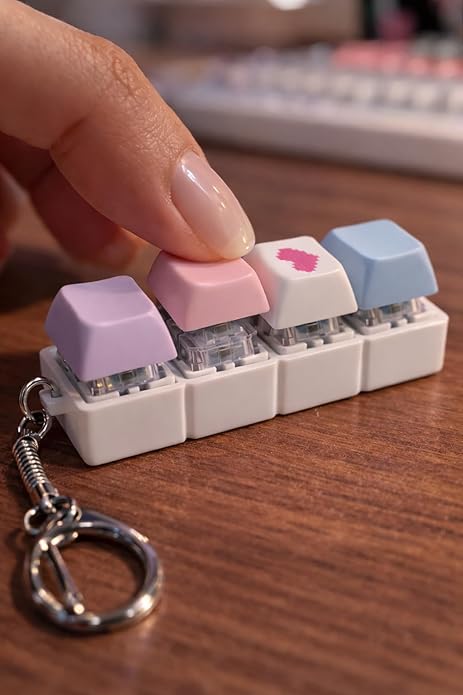 Questsole Clicky Fidget Keychain – Satisfying Mini Keyboard for Stress Relief.