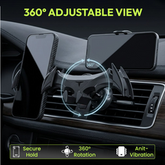 Questsole Bat-Wing Car Phone Holder – 360° Air Vent Mount (Jet Black)