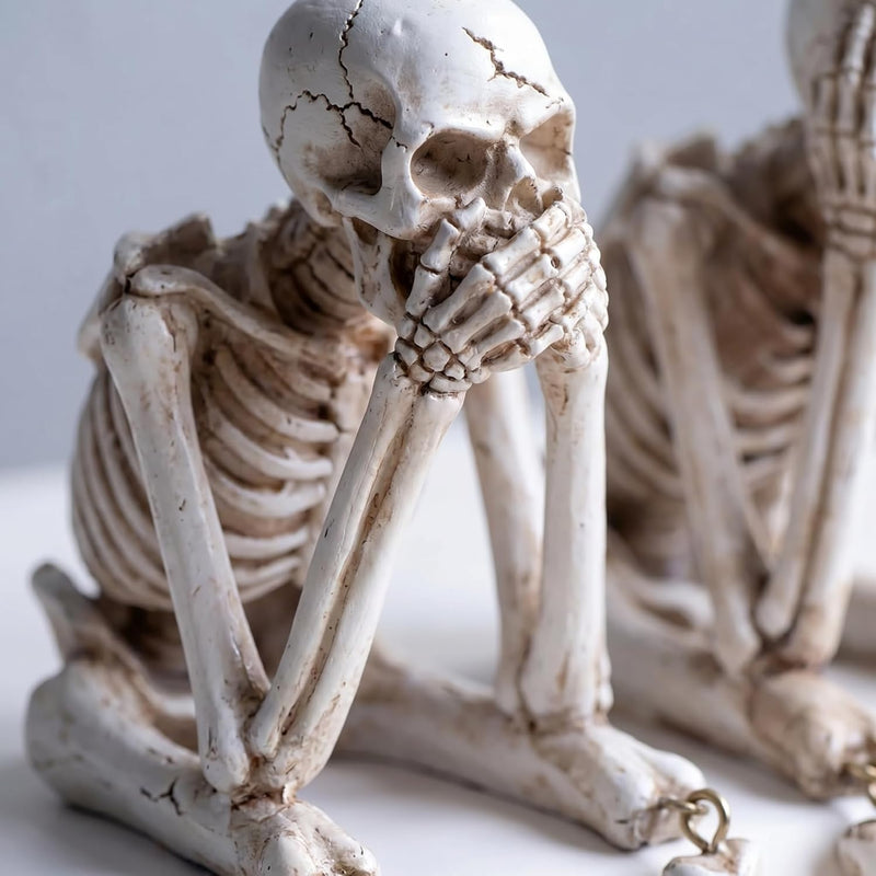 Questsole See/Hear/Speak No Evil Skeleton Set Of 3 – Gothic Decor