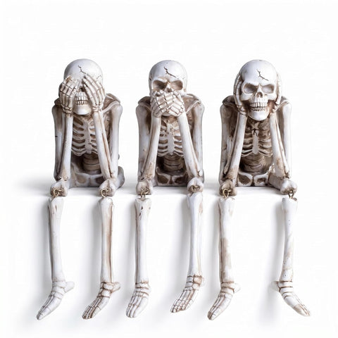 Questsole See/Hear/Speak No Evil Skeleton Set Of 3 – Gothic Decor