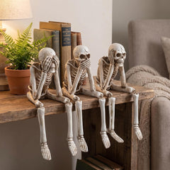 Questsole See/Hear/Speak No Evil Skeleton Set Of 3 – Gothic Decor