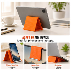 Questsole Orange Flexible Silicone Phone Stand — Foldable, Rollable & Travel-Ready