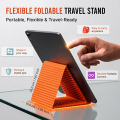Questsole Orange Flexible Silicone Phone Stand — Foldable, Rollable & Travel-Ready