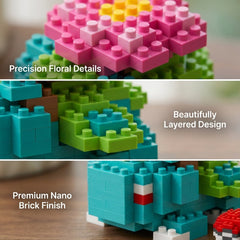 Brikverse (214 Pieces) Bloom Beast — Buildable Mini-Brick Flower Dinosaur
