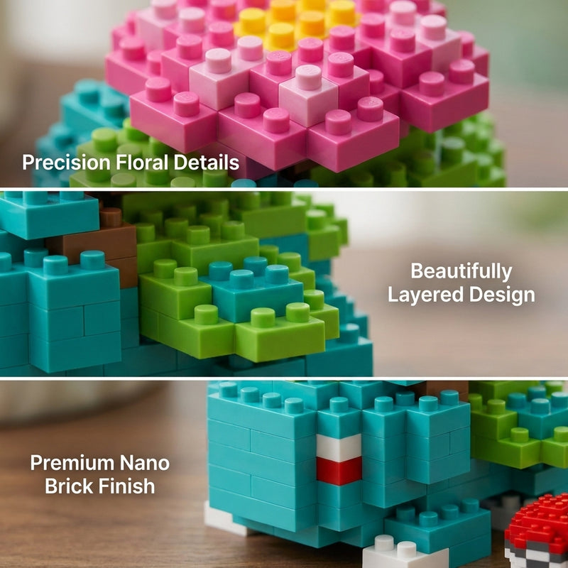 Brikverse (214 Pieces) Bloom Beast — Buildable Mini-Brick Flower Dinosaur