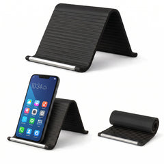 Questsole Black Roll-Up Phone Stand | Flexible Silicone, Multi-Angle