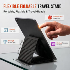 Questsole Black Roll-Up Phone Stand | Flexible Silicone, Multi-Angle