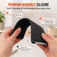 Questsole Black Roll-Up Phone Stand | Flexible Silicone, Multi-Angle