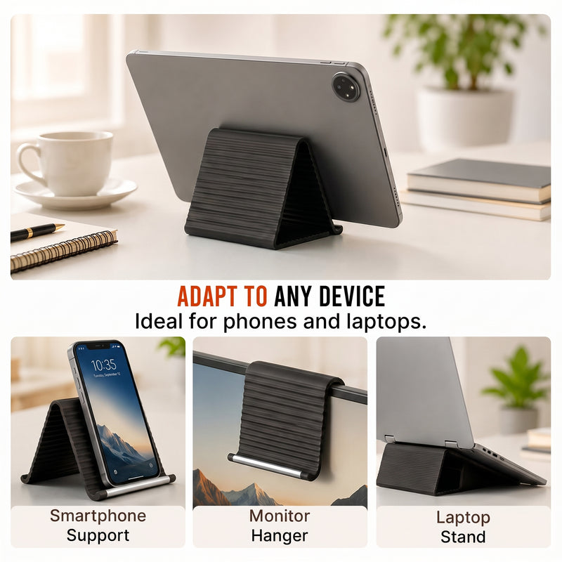 Questsole Black Roll-Up Phone Stand | Flexible Silicone, Multi-Angle