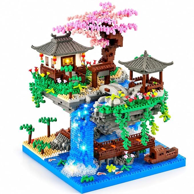 QUESTSOLE Cherry Blossom Micro Building Block Set with LED Lights, 2705 pcs
