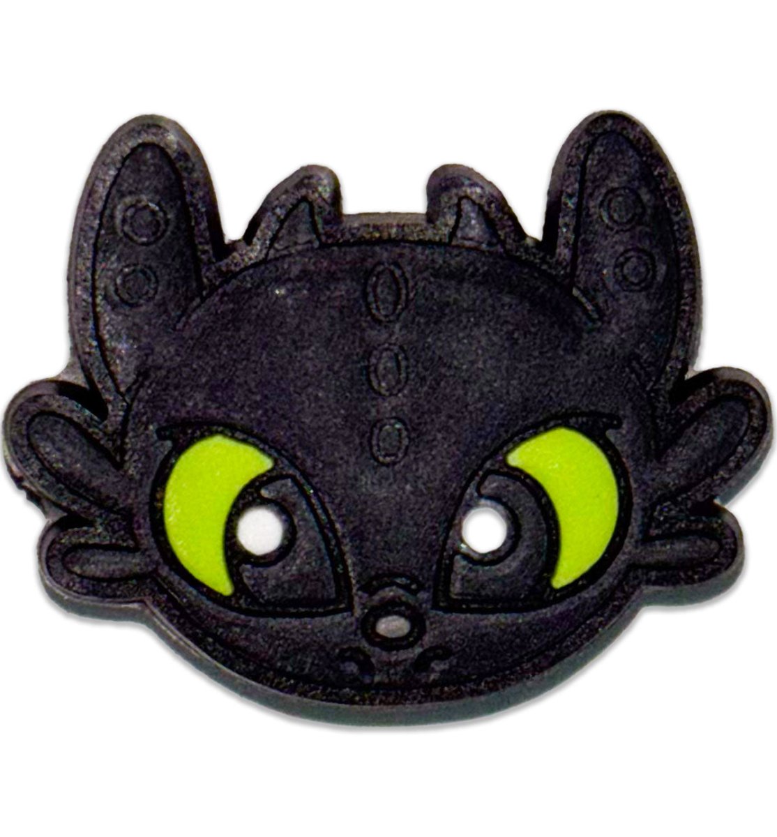 Black Dragon Face Charm with Green Eyes - Questsole