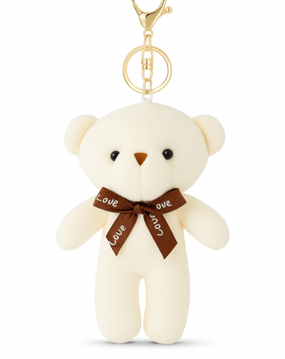 Cream Teddy Bear Bag Charm - Questsole