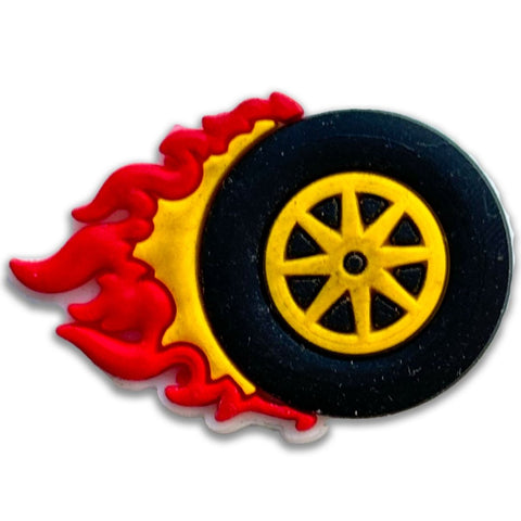 Flaming Wheel Shoe Charm