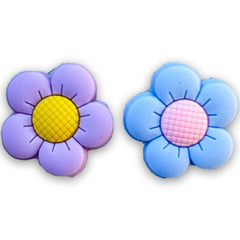 Flower Shoe Charms – Pastel Purple & Blue - Pack of 2 - Questsole