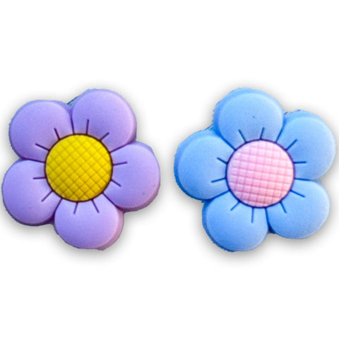 Flower Shoe Charms – Pastel Purple & Blue - Pack of 2