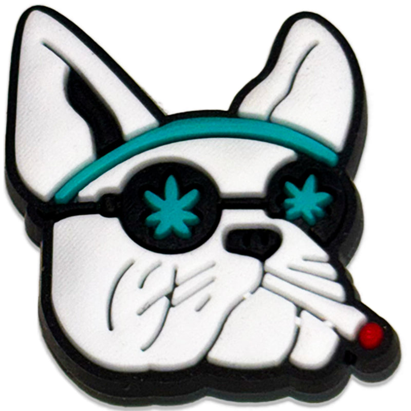 French Dog With W**d In Eye : Shoe Charm - Questsole