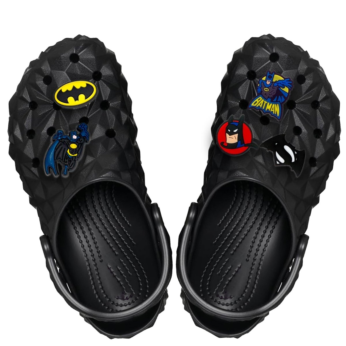 Geometric Clogs With Batman Charms - Questsole