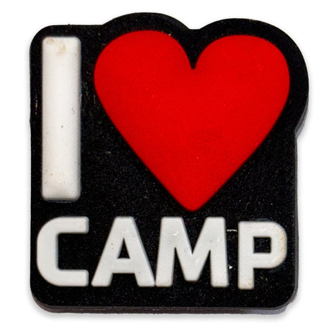 I ❤️ Camp Shoe Charm – Adventure-Ready Style!