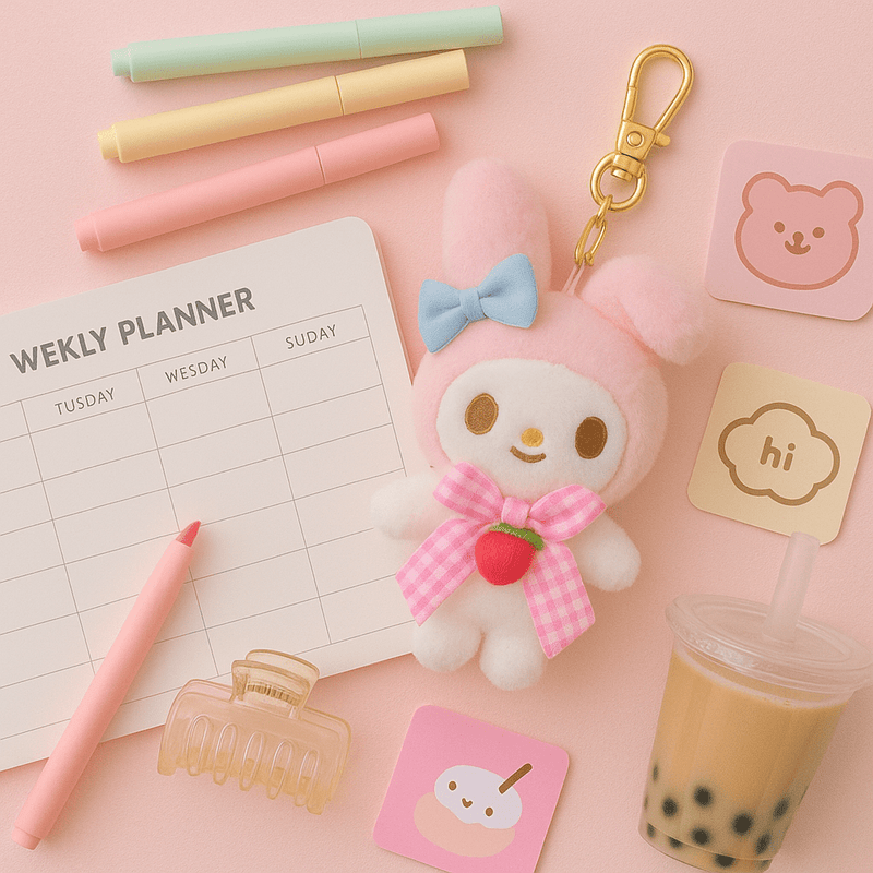 Pink Bunny Plush Charm - Questsole