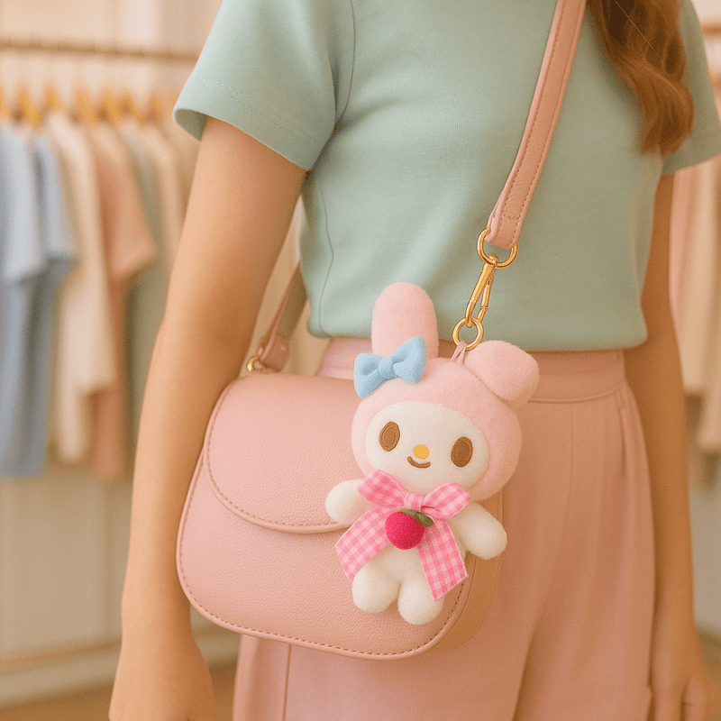 Pink Bunny Plush Charm - Questsole