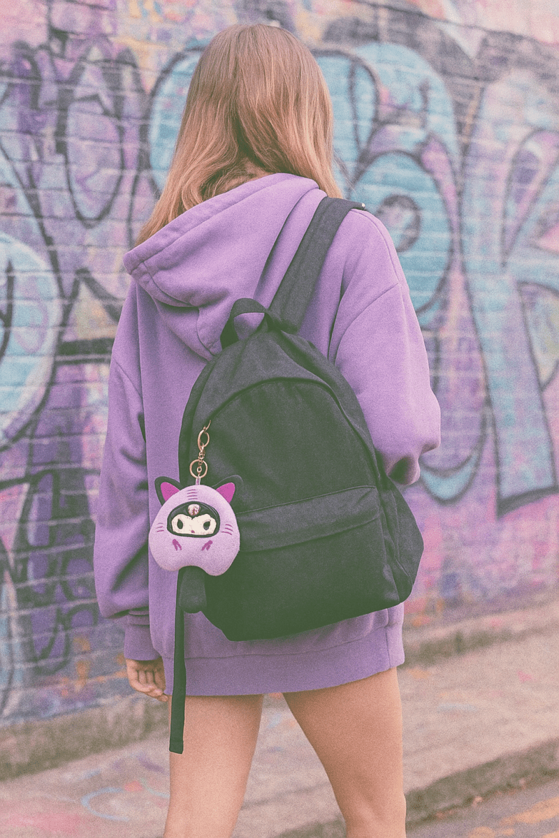 Purple Kawaii Cat Plush Bag Charm - Questsole