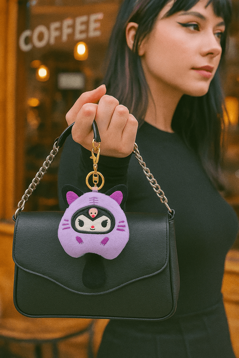 Purple Kawaii Cat Plush Bag Charm - Questsole