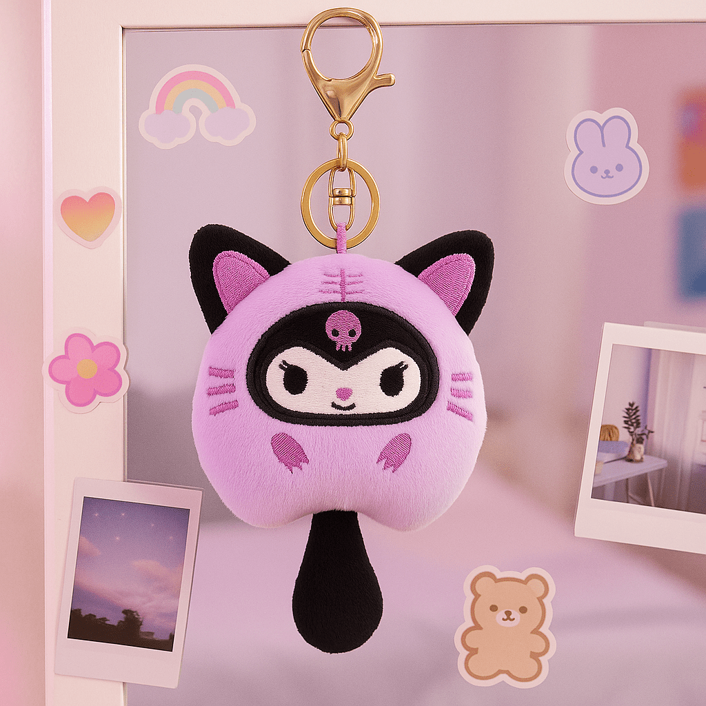 Purple Kawaii Cat Plush Bag Charm - Questsole