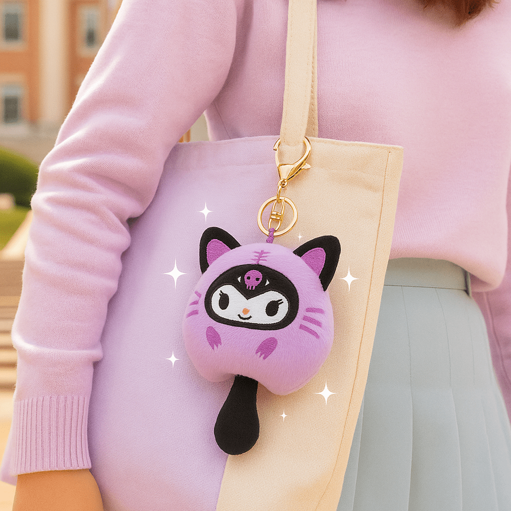 Purple Kawaii Cat Plush Bag Charm - Questsole