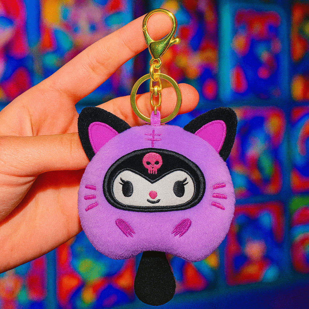 Purple Kawaii Cat Plush Bag Charm - Questsole