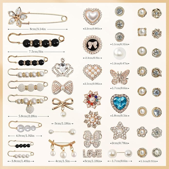 Questsole 55 Pcs Sneakers Shoe Charms– with Bows, Clips, Pins & Jewellery - Questsole
