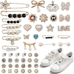 Questsole 55 Pcs Sneakers Shoe Charms– with Bows, Clips, Pins & Jewellery - Questsole