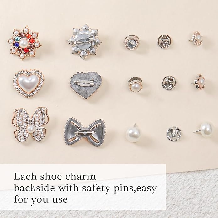 Questsole 55 Pcs Sneakers Shoe Charms– with Bows, Clips, Pins & Jewellery - Questsole