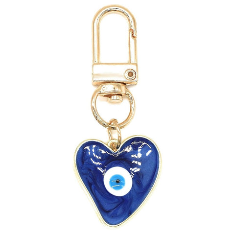 Questsole Blue Evil Eye Heart Bag Charm