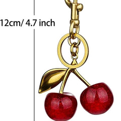 Questsole Cherry Bag Charms Purse: Key Chains Women Cute - Car keyrings leather handbags - Questsole
