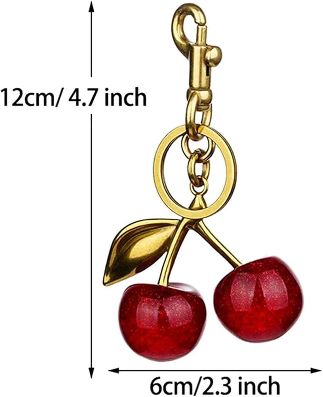 Questsole Cherry Bag Charms Purse: Key Chains Women Cute - Car keyrings leather handbags - Questsole