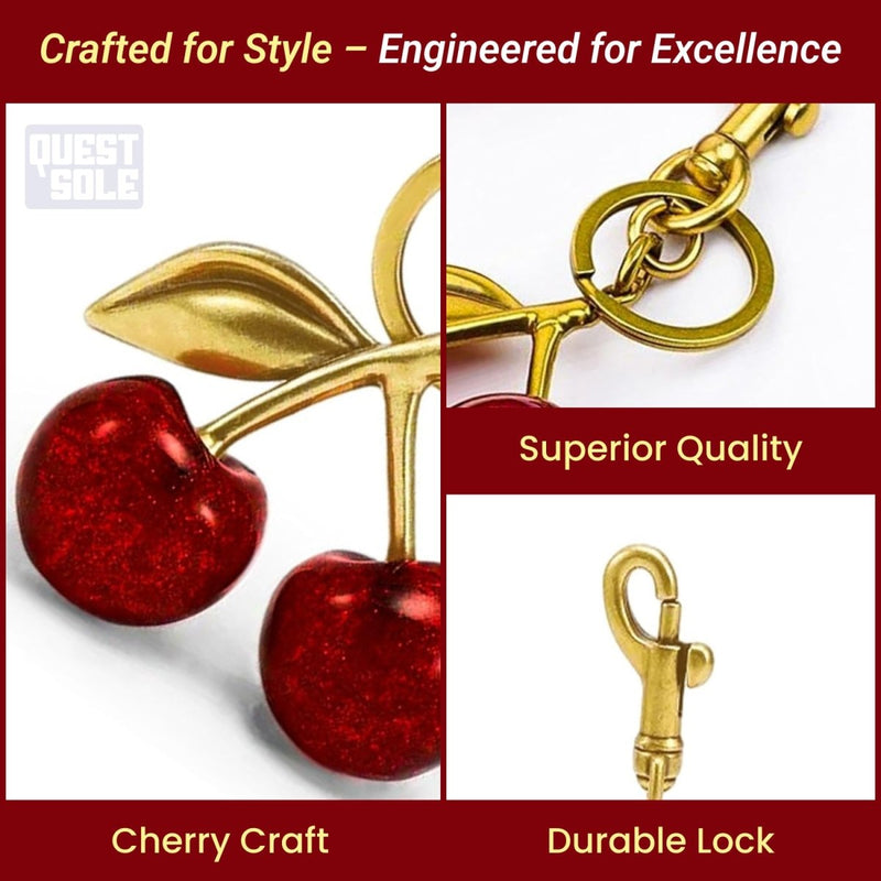 Questsole Cherry Bag Charms Purse: Key Chains Women Cute - Car keyrings leather handbags - Questsole