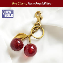 Questsole Cherry Bag Charms Purse: Key Chains Women Cute - Car keyrings leather handbags - Questsole