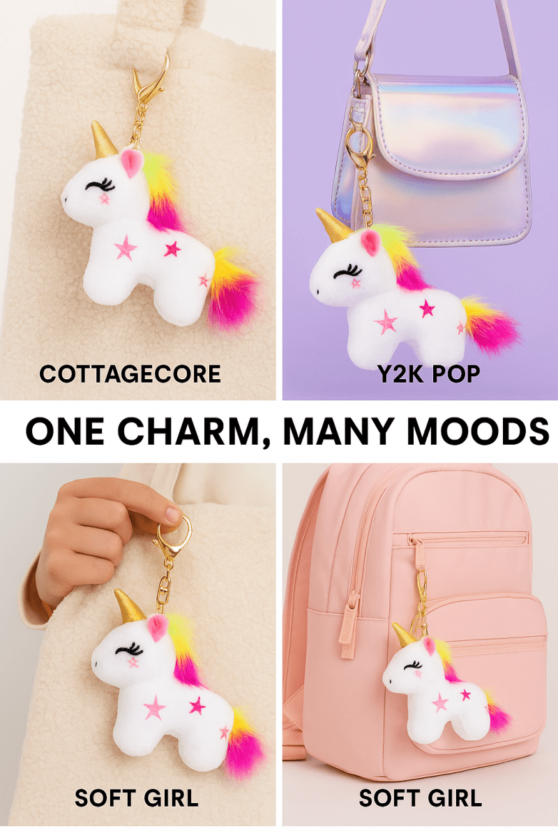 Unicorn Plush Bag Charm - Questsole
